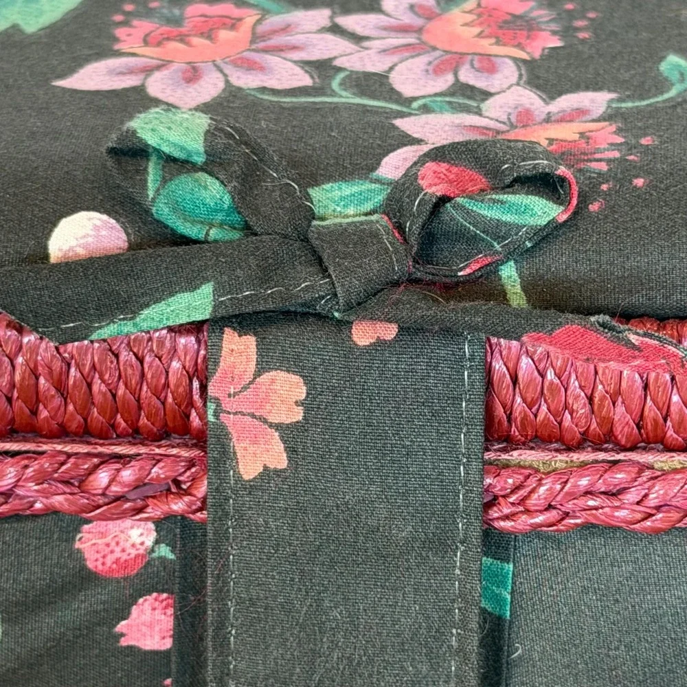 Vtg Sewing Basket Box Padded Fabric with Handle
